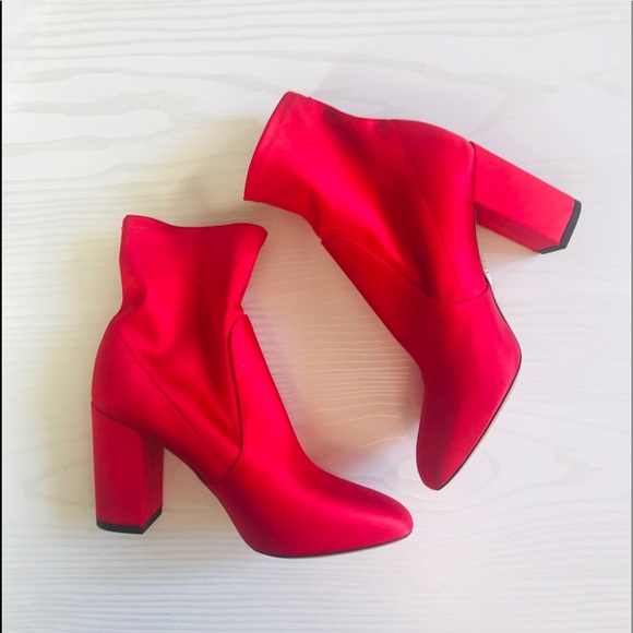 Aquazzura So Me Ankle Booties Red Satin NEW 7 - Picture 7 of 8